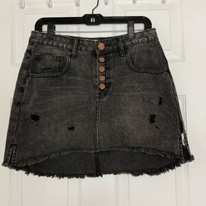 One X OneTeaspoon Black Distressed 2020 Mini Skirt High-Low-‎ High Waist - sz 32